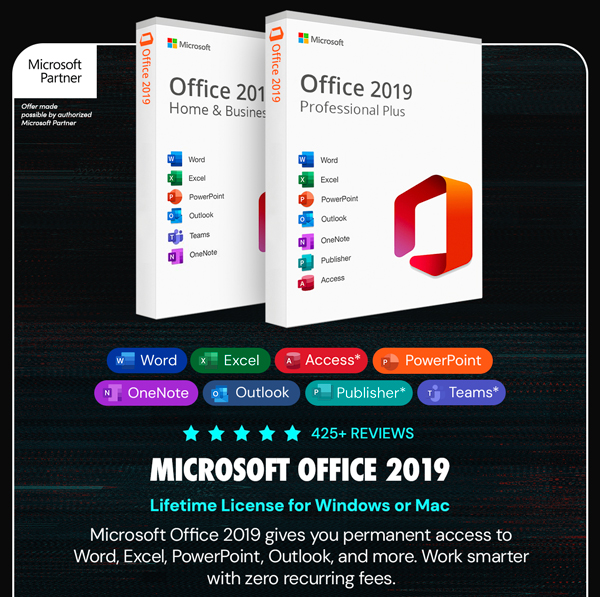 Microsoft Office 2019 for Windows or Mac