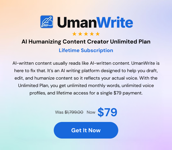 UmanWrite - AI Humanizing Content Creator Unlimited Plan: Lifetime Subscription