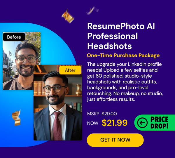 ResumePhoto AI Professional Headshots: One-Time Purchase Packages