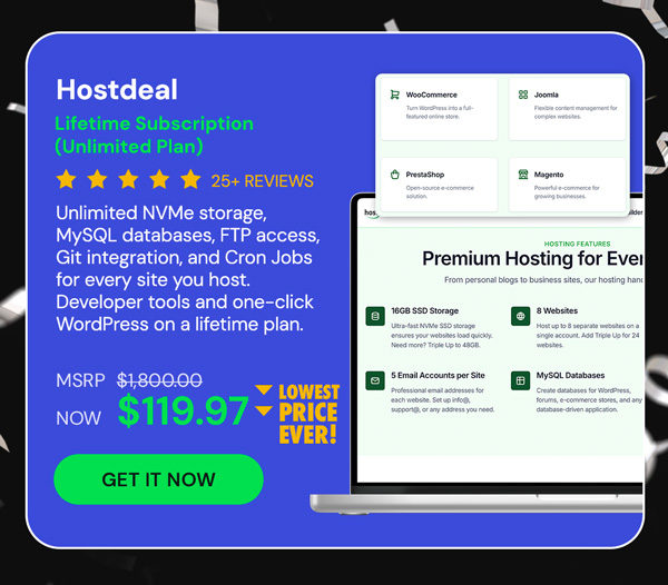 Hostdeal Unlimited Plan: Lifetime Subscription