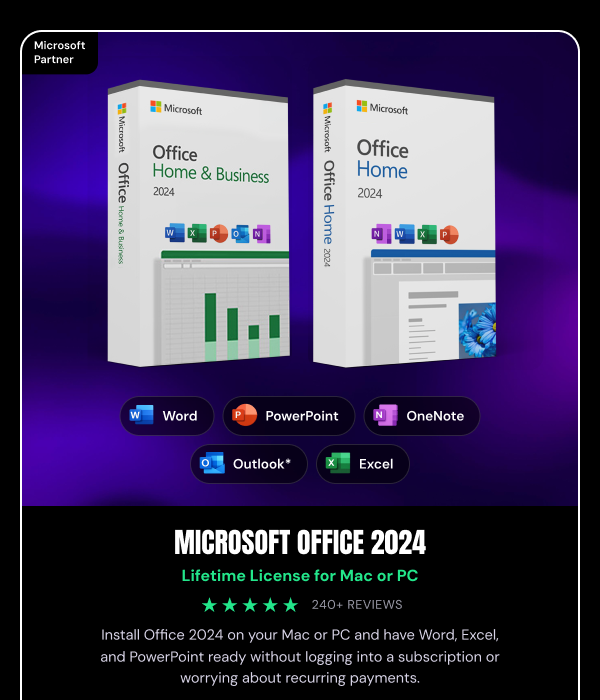 Microsoft Office 2024 Home & Business for Mac or PC Lifetime License