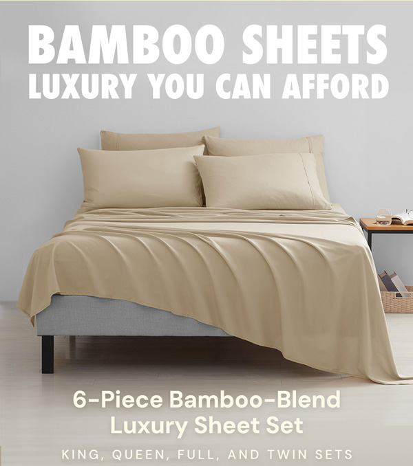 6-Piece Bamboo-Blend Comfort Luxury Sheet Set in a Variety of Colors and Fits