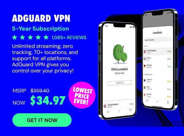 AdGuard VPN: 5-Yr Subscription