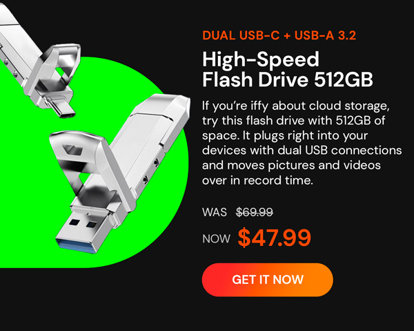 Dual USB-C + USB-A 3.2 High Speed Flash Drive (512GB)