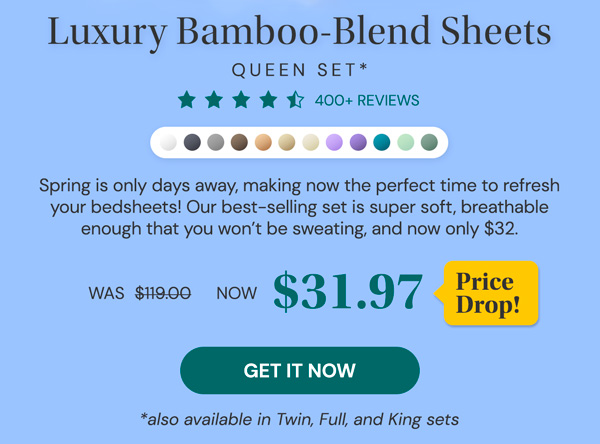 6-Piece Bamboo-Blend Comfort Luxury Sheet Set in Your Choice of Size and Color