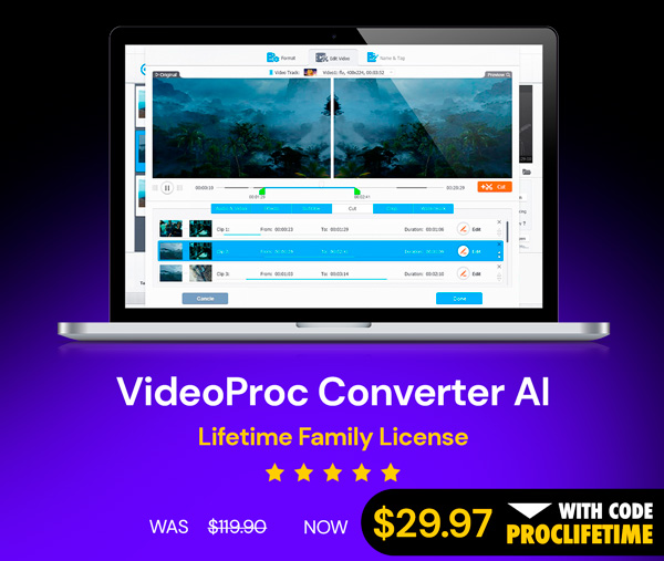 VideoProc Converter AI: Lifetime Family License For Windows or Mac