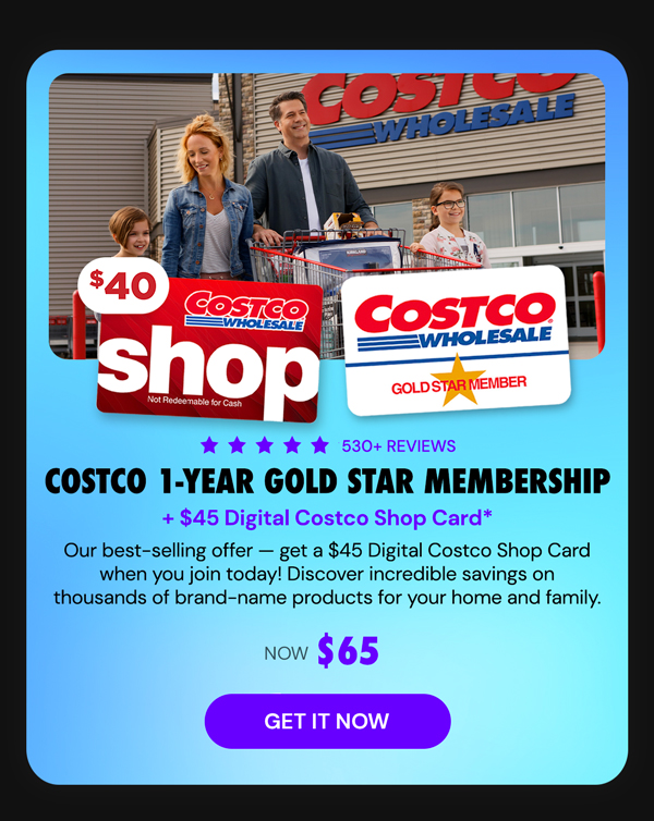 Costco 1-Year Gold Star Membership + $40 Digital Costco Shop Card