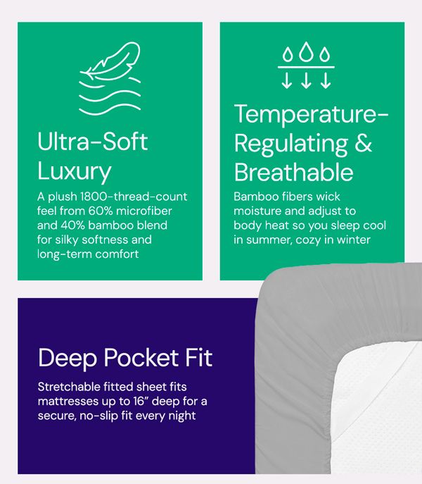 4-Piece Bamboo Comfort Solid Sheet Set