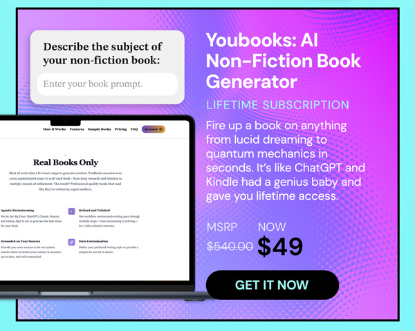 Youbooks - AI Non-Fiction Book Generator: Lifetime Subscription