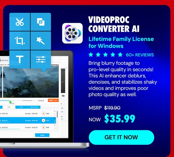 VideoProc Converter AI: Lifetime Family License (For Windows)