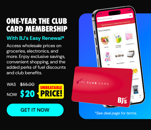One-Year The Club Card Membership with BJ&rsquo;s Easy Renewal&reg; (Terms Apply)
