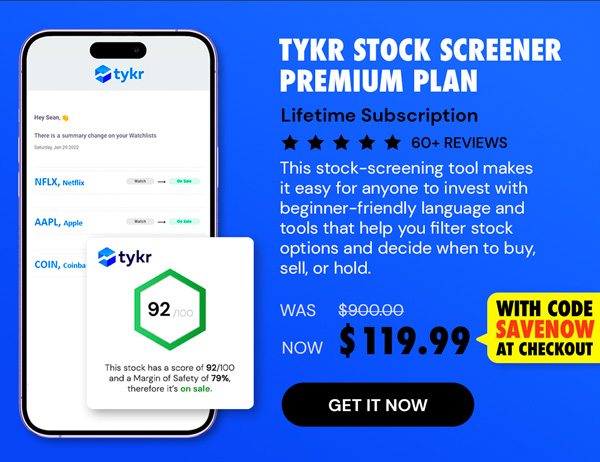 Tykr Stock Screener: Premium Plan Lifetime Subscription