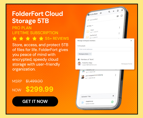 FolderFort 5TB Cloud Storage Pro Plan Lifetime Subscription