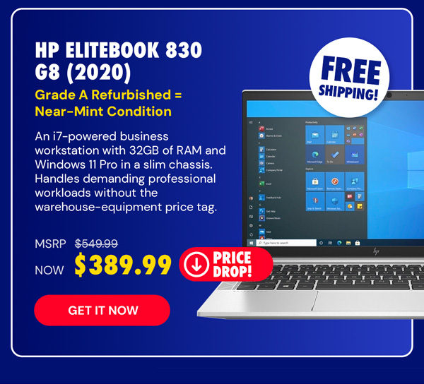 HP Elitebook 830 G8 (2020) i7 32GB RAM 256GB SSD WIN11P (Refurbished)