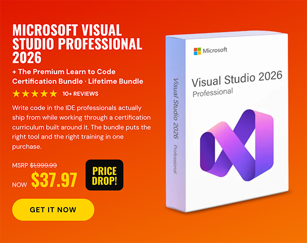 Microsoft Visual Studio Professional 2026 + The Premium Learn to Code Certification Bundle