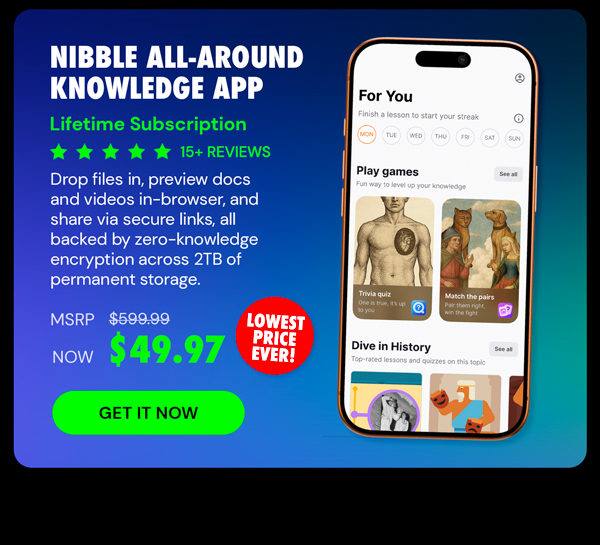Nibble All-Around Knowledge App: Lifetime Subscription