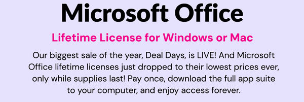 Microsoft Office 2019 for Windows or Mac | Lifetime License