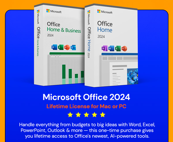 Microsoft Office 2024 Home & Business for Mac or PC Lifetime License
