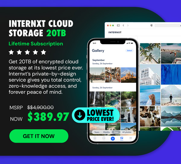 Internxt Cloud Storage Lifetime Subscription (20TB)
