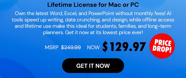 Microsoft Office 2024 Home & Business for Mac or PC Lifetime License
