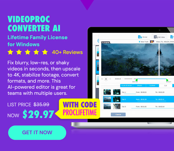 VideoProc Converter AI: Lifetime Family License (For Windows)