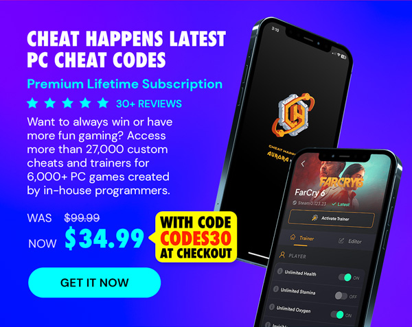 Cheat Happens Latest PC Cheat Codes: Premium Lifetime Subscription