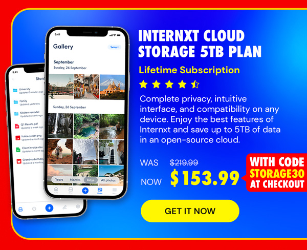 Internxt Cloud Storage: Lifetime Subscription (5TB Plan)