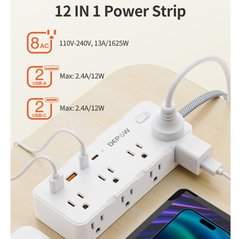 5' Power Strip Surge Protector