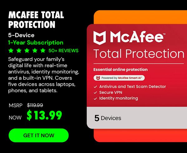 McAfee Total Protection 5-Device: 1-Year Subscription