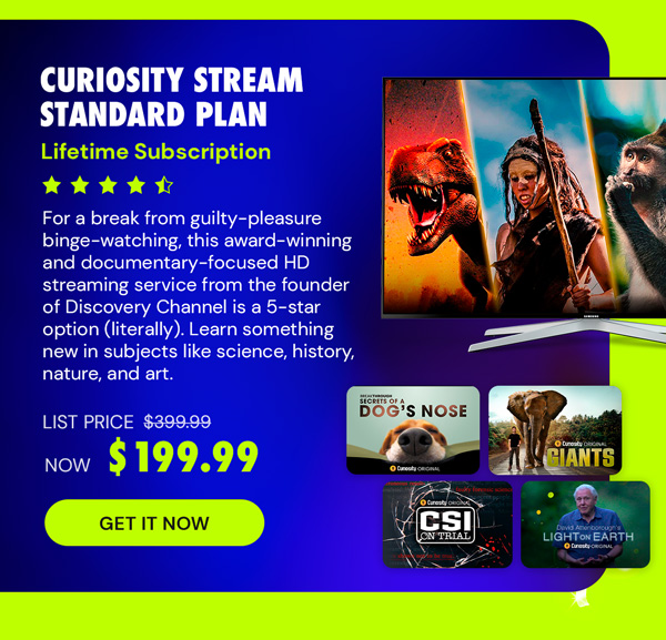 Curiosity Stream HD Plan: Lifetime Subscription