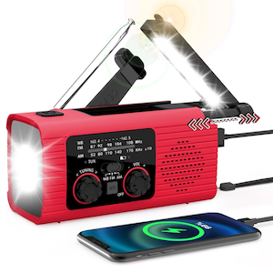 [2024 Newest] NOAA Emergency Weather Radio, 4000mAh Weather Alert Radio Solar Charging, Hand Crank & USB Charged, AM/FM Radio with LED Flashlight, Reading Lamp, SOS Alarm, Headphone Jack for Outdoor