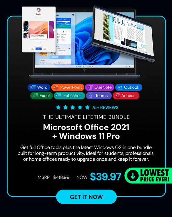 The Ultimate Microsoft Office Professional 2021 for Windows: Lifetime License + Windows 11 Pro Bundle