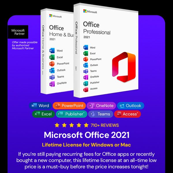 Microsoft Office 2021 for Windows or Mac: Lifetime License