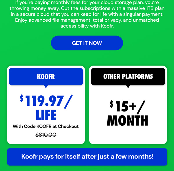 Koofr Cloud Storage: Lifetime Subscription (1TB)