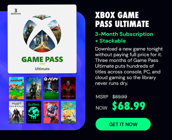 Xbox Game Pass Ultimate: 3-Month Subscription - USA - Digital Code - Stackable - Final Sale