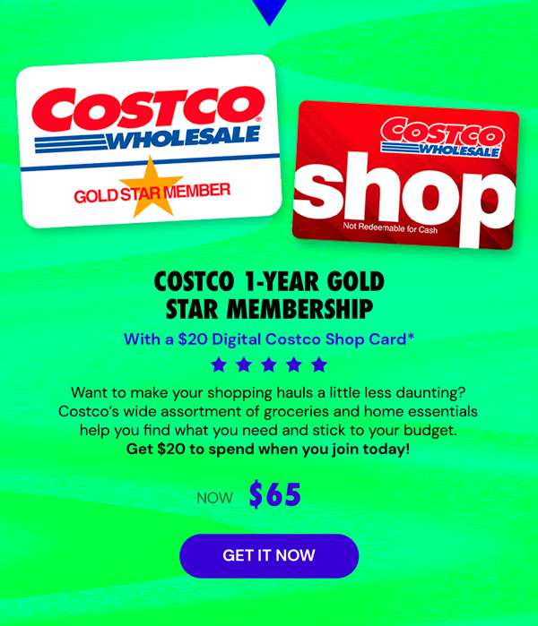 Costco 1-Year Gold Star Membership + $20 Digital Costco Shop Card