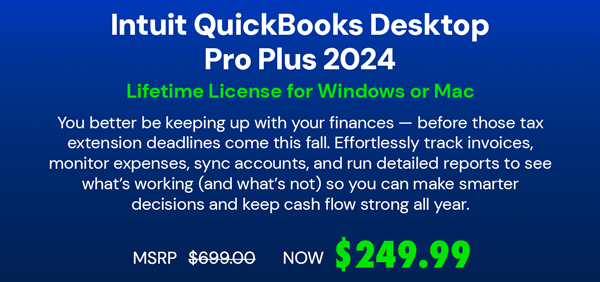 Intuit QuickBooks Desktop Pro Plus 2024 (1 User): Lifetime Licenses