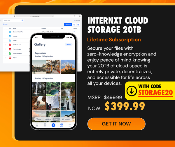 Internxt Cloud Storage Lifetime Subscription (20TB)
