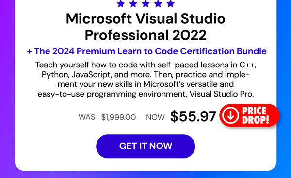 Microsoft Visual Studio Professional 2022 + The 2024 Premium Learn to Code Certification Bundle