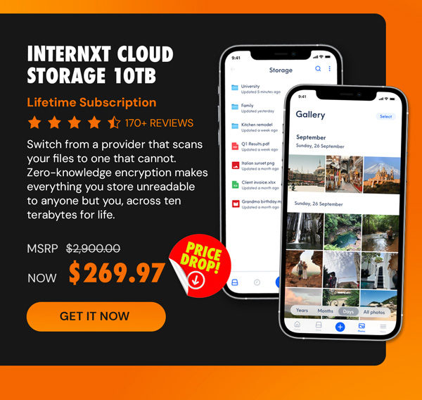 Internxt Cloud Storage Lifetime Subscription: 10TB Plan