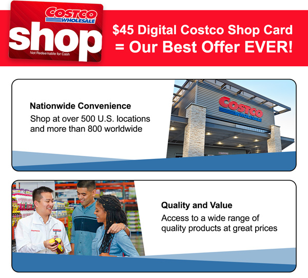 Costco 1-Year Gold Star Membership + $45 Digital Costco Shop Card