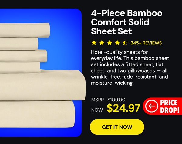 4-Piece Bamboo Comfort Solid Sheet Set