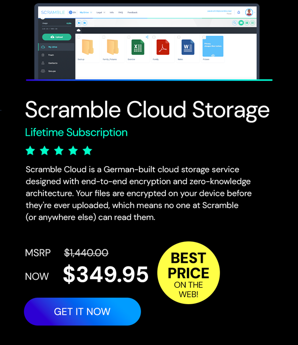 Scramble Cloud Storage Lifetime Subscription (20TB)