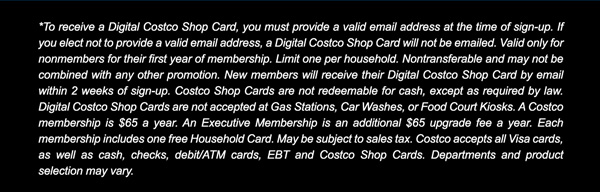 Digital Costco Shop Card Disclaimer | Terms & Conditions Apply - See Website for Details