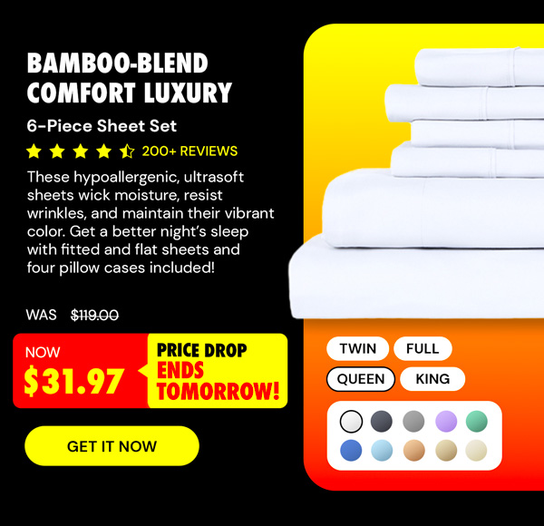 6-Piece Bamboo-Blend Comfort Luxury Sheet Set