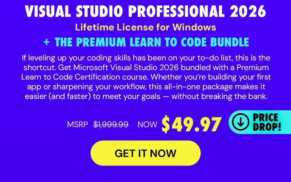 Microsoft Visual Studio Professional 2026 + The Premium Learn to Code Certification Bundle
