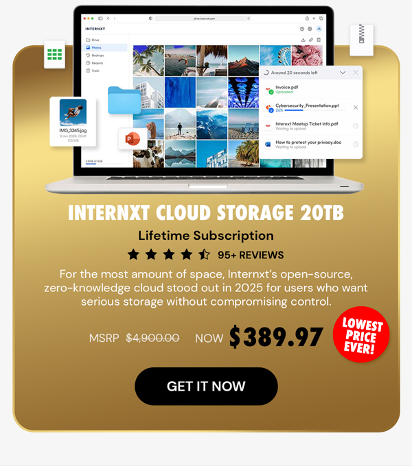 Internxt Cloud Storage Lifetime Subscription (20TB)