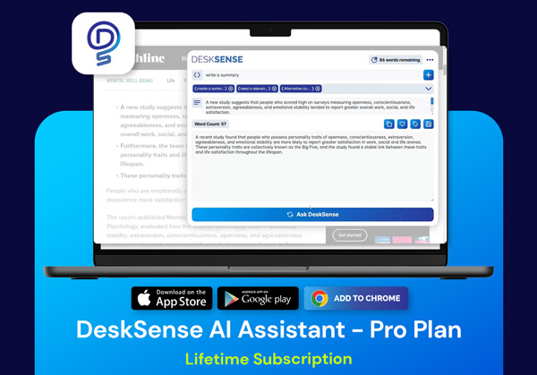 DeskSense AI Assistant - Pro Plan: Lifetime Subscription