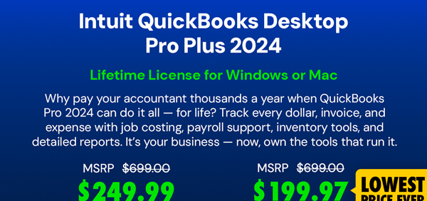 Intuit QuickBooks Desktop Pro Plus 2024 (1 User): Lifetime Licenses