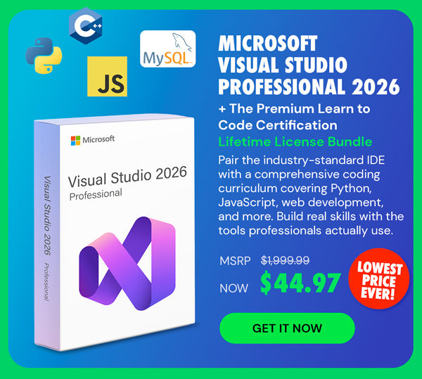 Microsoft Visual Studio Professional 2026 + The Premium Learn to Code Certification Bundle